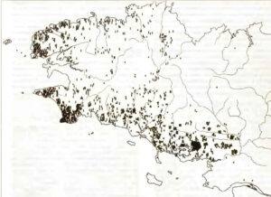 cartes des stèles de l'âge du fer en Bretagn